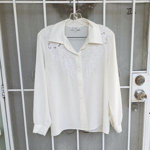 Kathy Che White Cut Out Detail Blouse